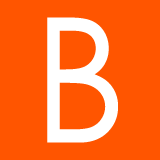Orange square with a large, white "B"